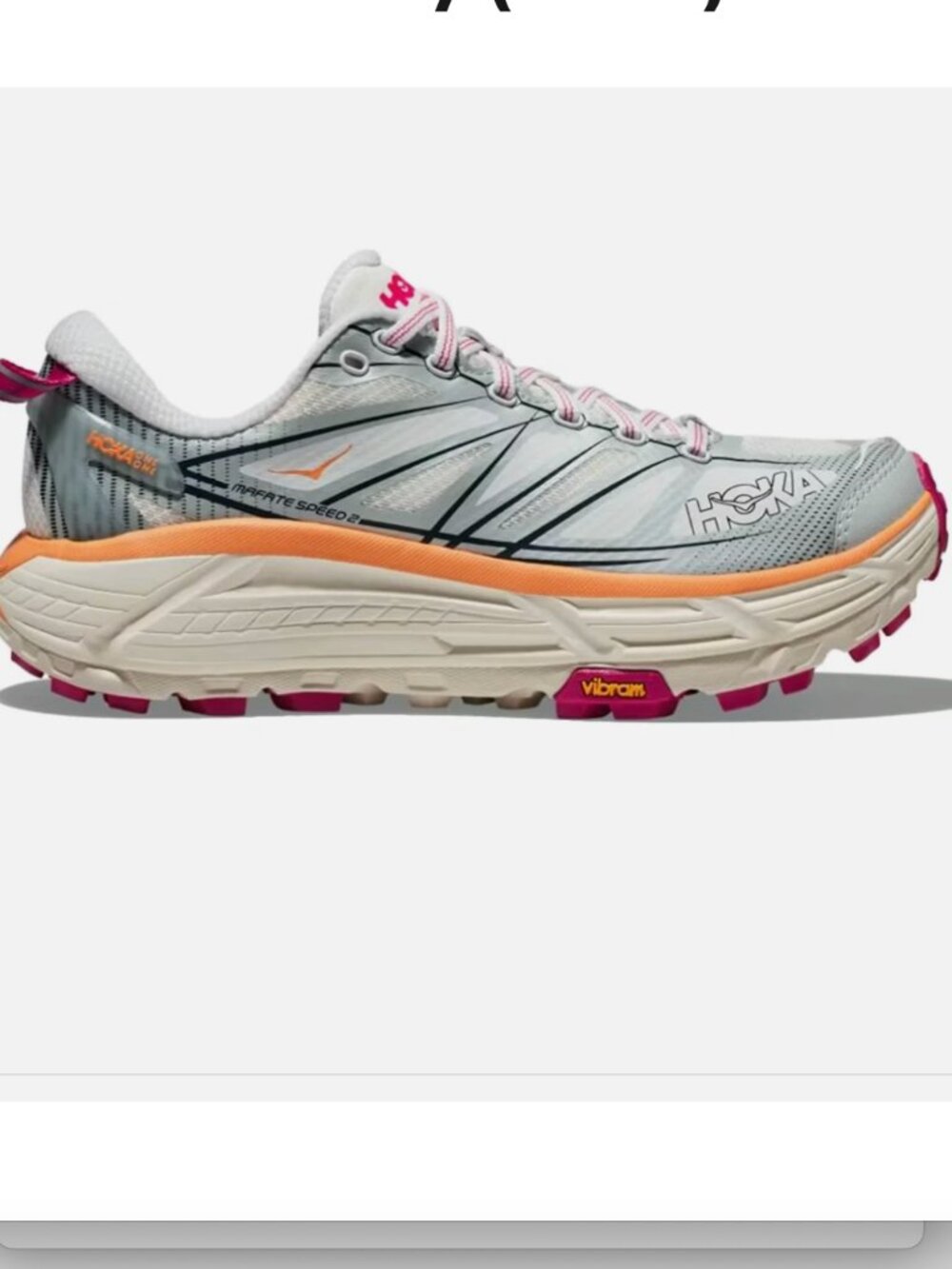 Hoka One One Mafate Speed 2 Trail Running Shoes White Ice Flow Orange Size 6.5